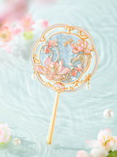 Load image into Gallery viewer, Blooming Lotus Water Motif Handheld Mirror / Compact Mirror