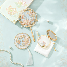 Load image into Gallery viewer, Blooming Lotus Water Motif Handheld Mirror / Compact Mirror