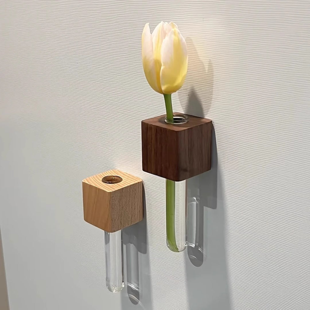 Wooden Fridge Magnetic Bud Vase