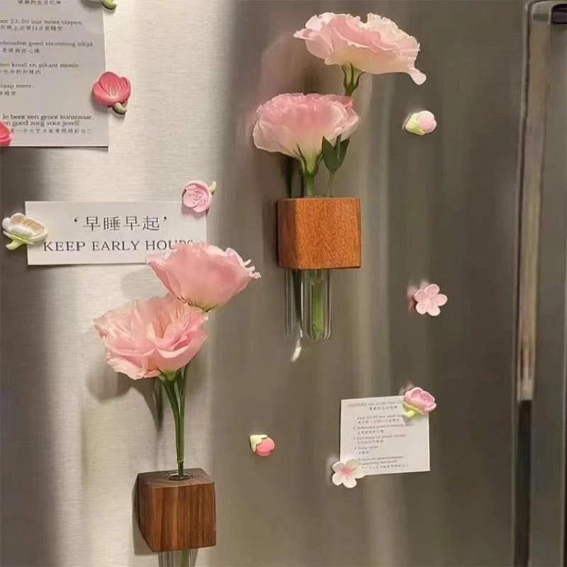 Wooden Fridge Magnetic Bud Vase