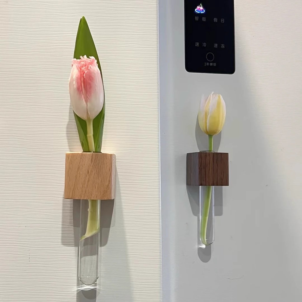 Wooden Fridge Magnetic Bud Vase