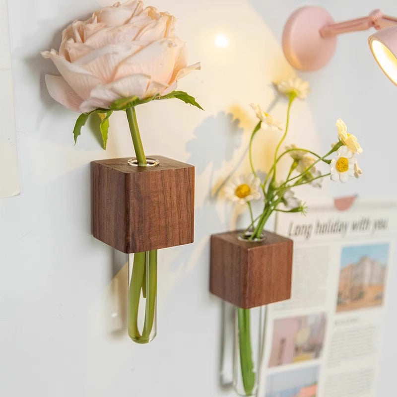 Wooden Fridge Magnetic Bud Vase