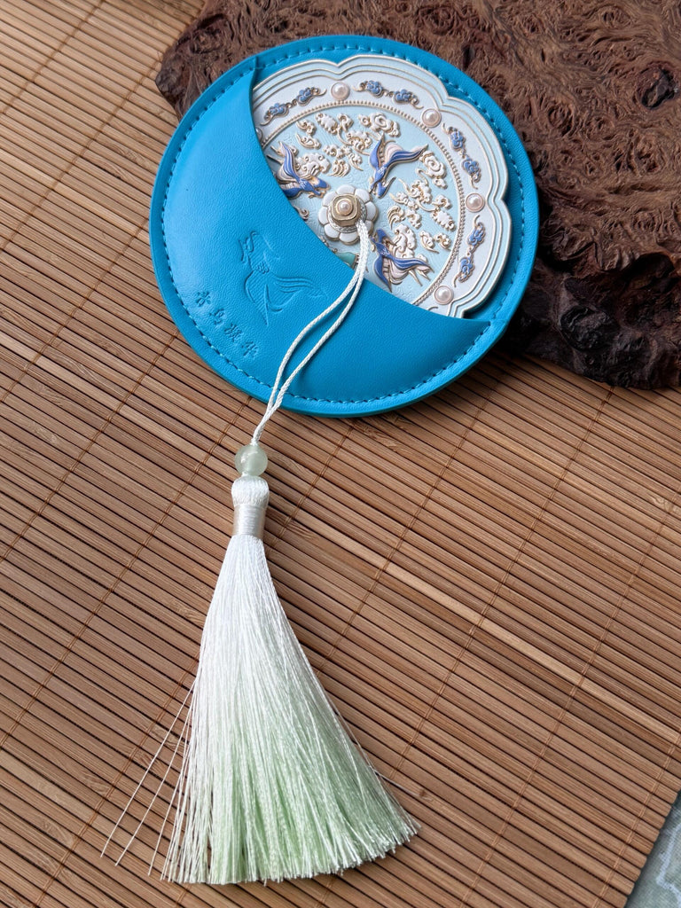 Azure Bird Crimson Bloom Compact Mirror